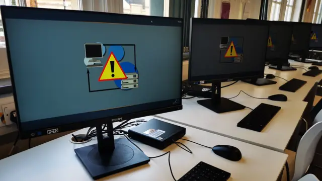 Blue screens seen on computer monitors