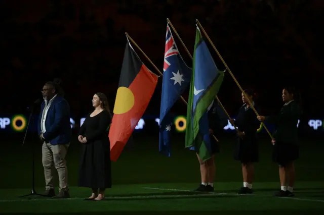 The pre-match ceremony takes place