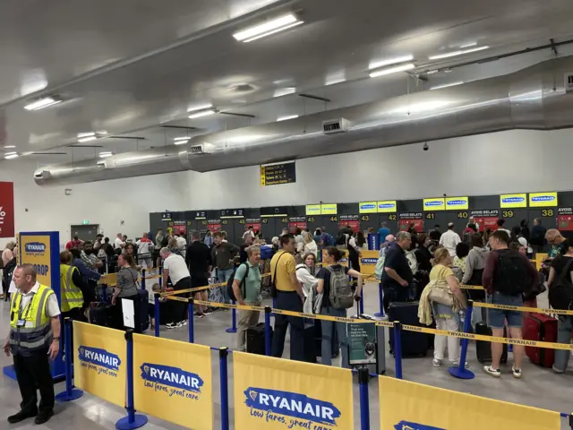 Passengers at East Midlands Airport