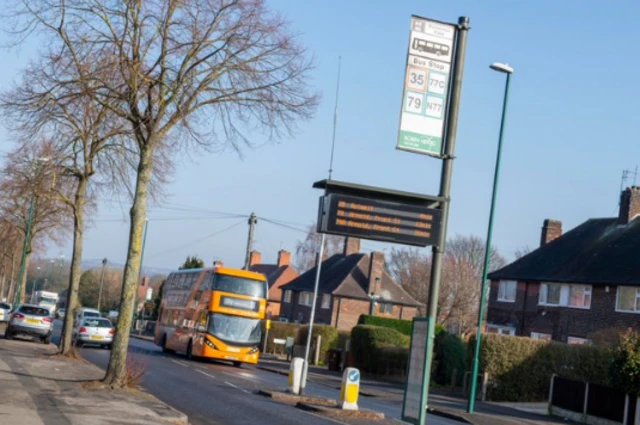 Bus stop sign in Nottingham