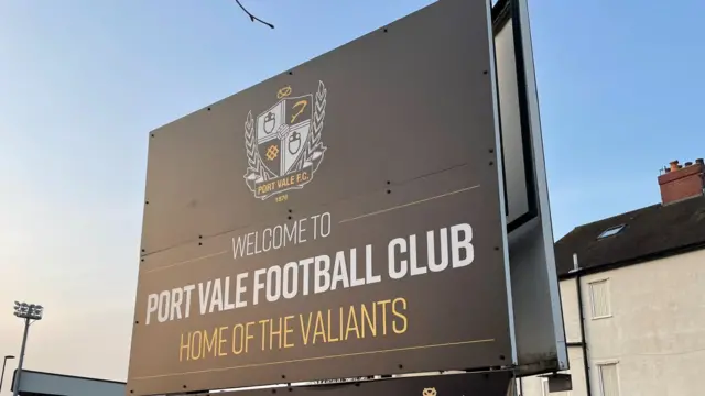 The sign outside Port Vale Football Club's stadium