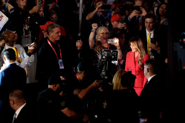 Melania Trump walks through the crowd at the Republican convention