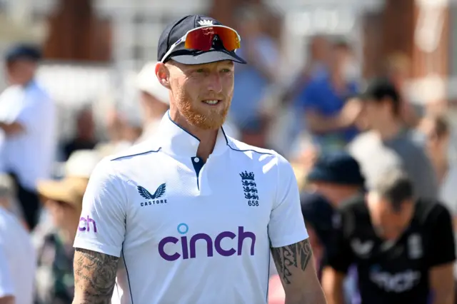 Ben Stokes walks out