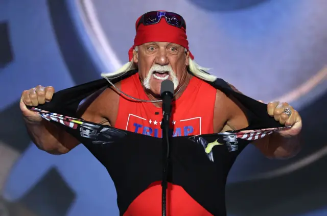 Hulk Hogan rips off his shirt