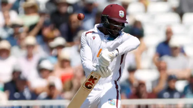 West Indies' Mikyle Louis batting during day two of the Second Rothesay Test match at Trent Bridge, Nottingham