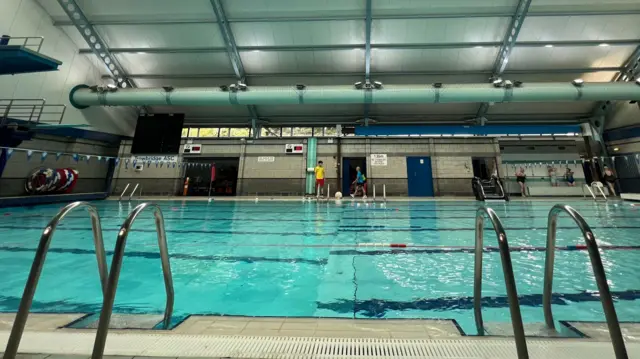 A swimming pool inside a leisure centre