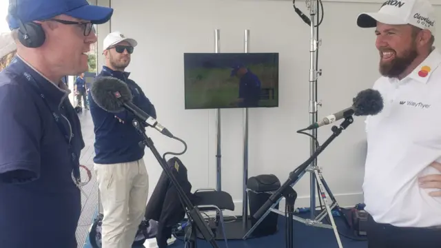 Shane Lowry talking to BBC Sport's Andy Stevenson