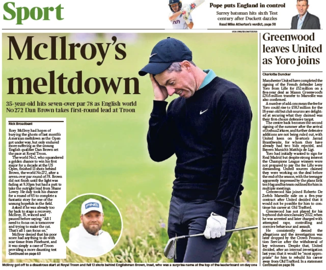 The Times' main sport page