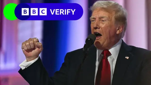 A BBC Verify-branded image of Donald Trump