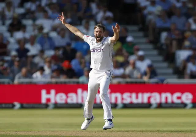 Chris Woakes appeals for a wicket