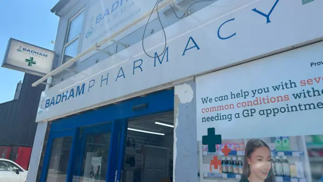 Badham Pharmacy entrance in Cheltenham