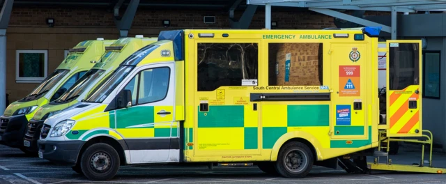 Ambulances lined-up outside hospital