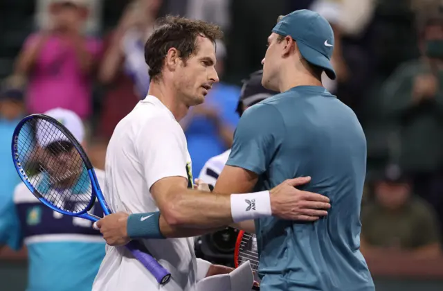 Andy Murray and Jack Draper embracing