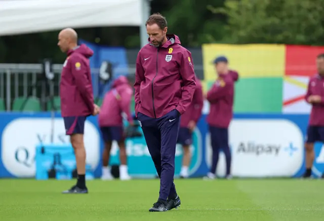 Gareth Southgate, Manager of England men's senior team, looks on