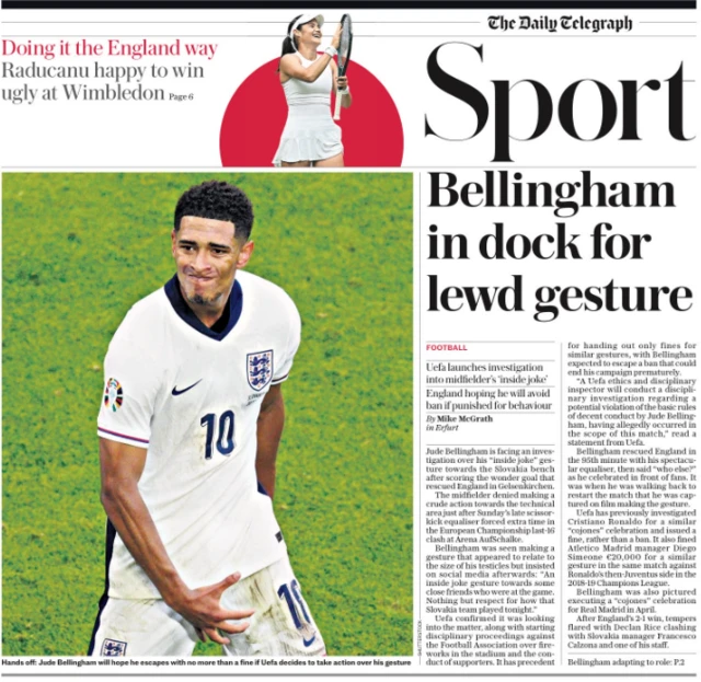 Telegraph back page