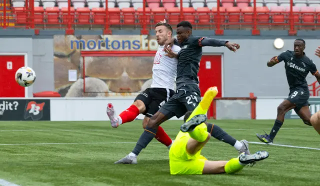 Motherwell's Moses Ebiye scores against Clyde