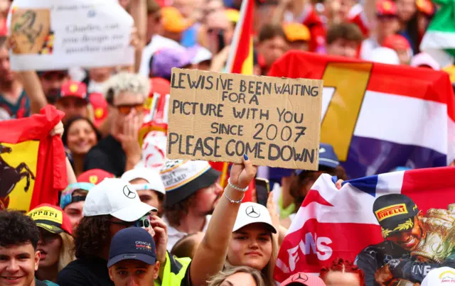 Lewis Hamilton sign at the Hungarian GP.