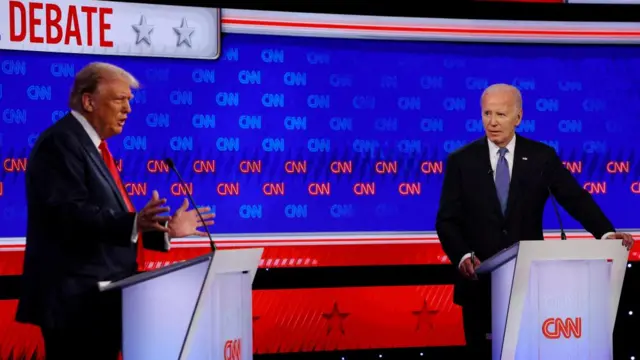 Donald Trump and Joe Biden during a CNN debate in June 2024