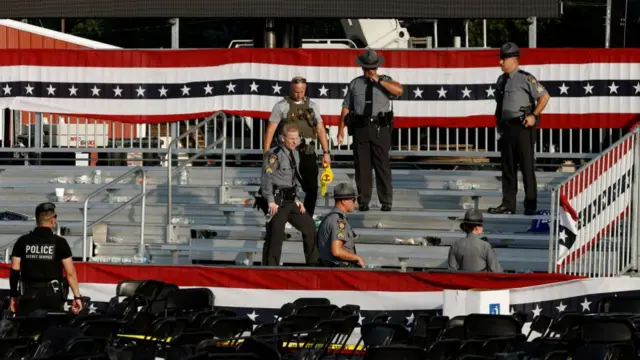 Law enforcement officers at the scene of the shooting in Butler, Pennsylvania