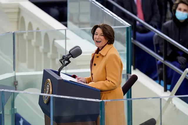 Amy Klobucher spoke during the Joe Biden's presidential inauguration in Washington DC in January 2021