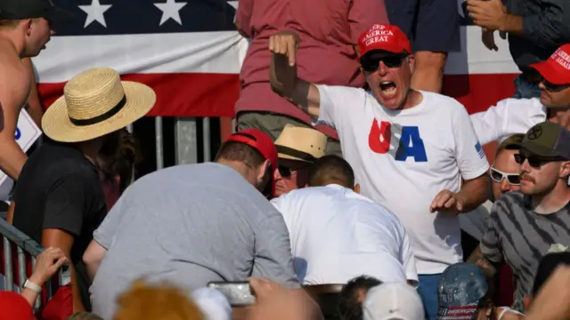 People in the aftermath of the Trump shooting in Butler, Pennsylvania