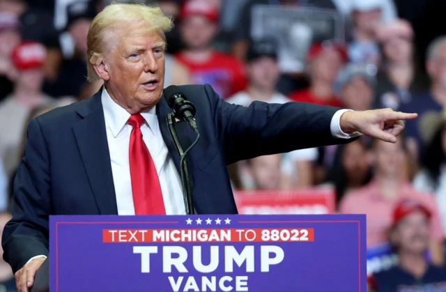 Republican presidential nominee and former U.S. President Donald Trump holds a campaign rally for the first time with his running mate, Republican vice presidential nominee U.S. Senator J.D. Vance