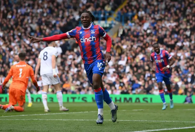 Eberechi Eze celebrating scoring against Tottenham