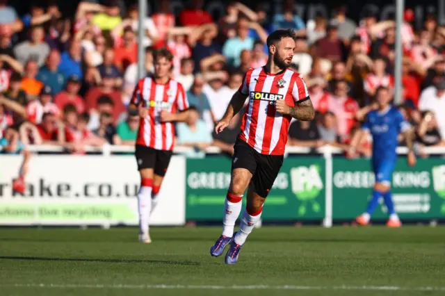 Adam Armstrong after scoring for Southampton