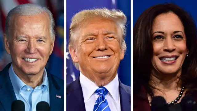 President Joe Biden, former President Donald Trump and Vice-President Kamala Harris