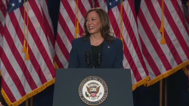 Harris speaking at rally