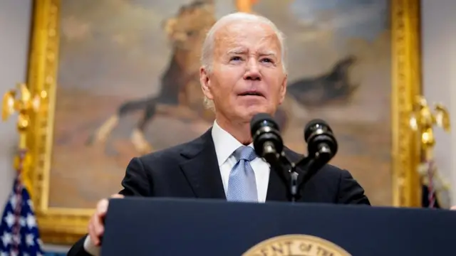 .S. President Joe Biden delivers a statement a day after Republican challenger Donald Trump was shot at a campaign rally