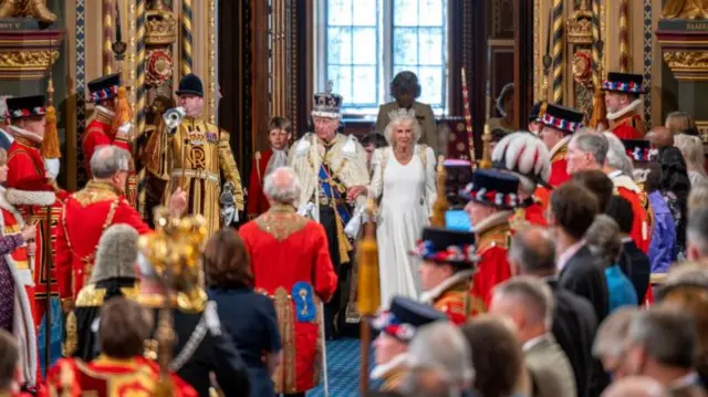 King Charles and the Queen during the state opening of parliament