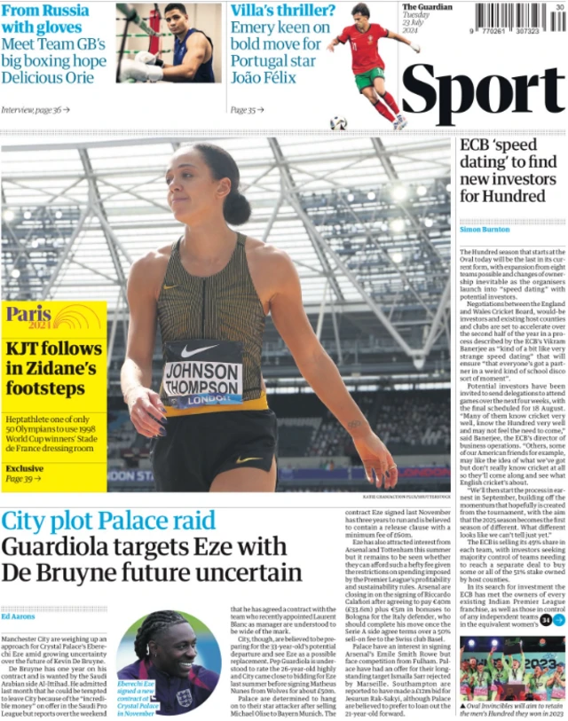 Guardian's main sport page