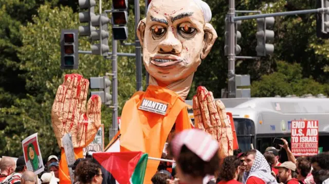 An effigy of Netanyahu