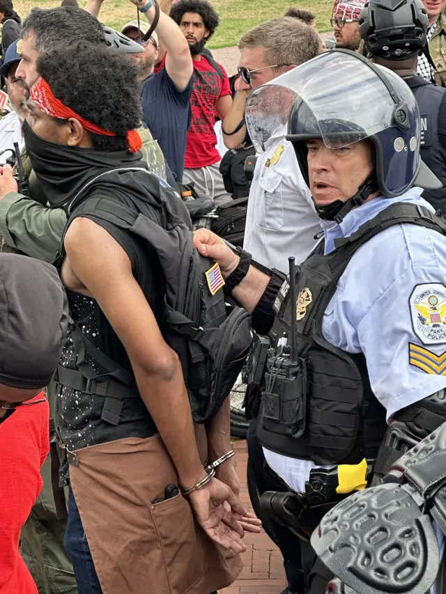 A protester being arrested