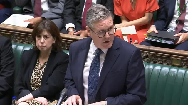 Starmer speaking at the dispatch box in the Commons