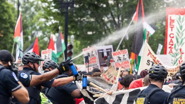 Police and protesters