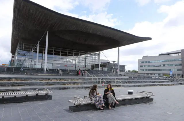 A view of the Senedd, the Welsh parliament building in Cardiff,