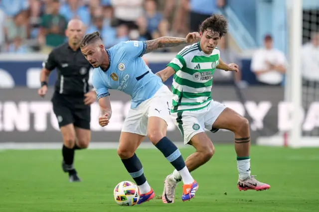 Kalvin Phillips runs to keep the ball