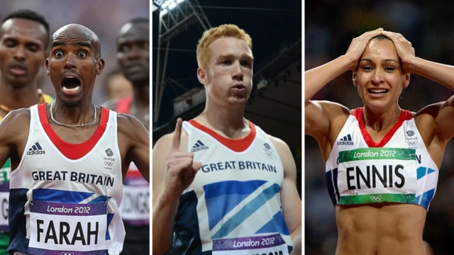 Mo Farah, Greg Rutherford and Jessica Ennis-Hill