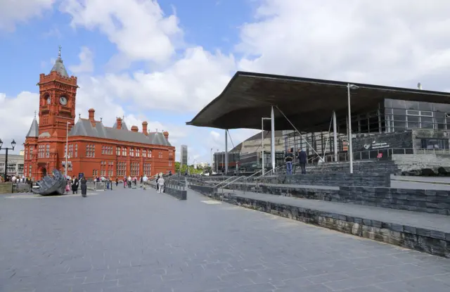 A view of the Senedd, the Welsh parliament building in Cardiff