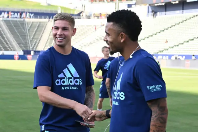 Emile Smith Rowe and Arsenal team-mate Gabriel Jesus