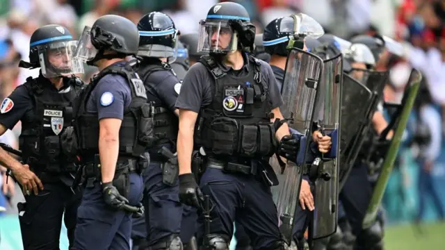 Police at the Argentina v Morocco match