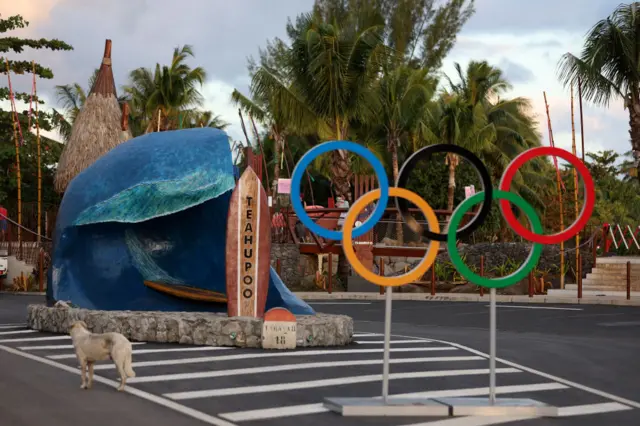 A general view of the Olympic Surfing Venue entrance prior to the Olympic Games Paris 2024 in Teahupo'o, French Polynesia