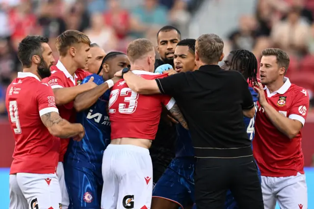 Chelsea and Wrexham players involved in a scuffle