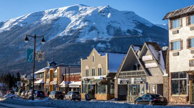 A street view of business in Jasper, Canada