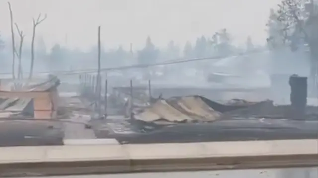 Fire damage in the town of Jasper, Alberta