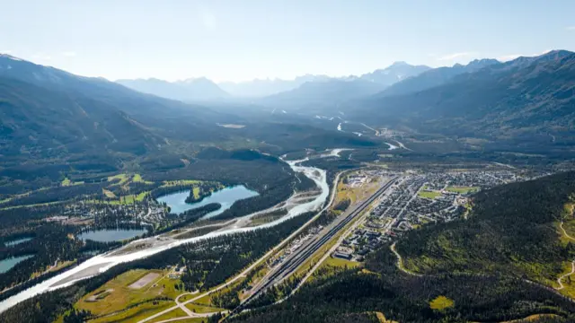 An aerial view of the town of Jasper