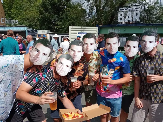 Fans wear James Anderson masks at Edgbaston