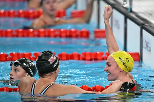 Titmus, Ledecky and McIntosh debrief after the race